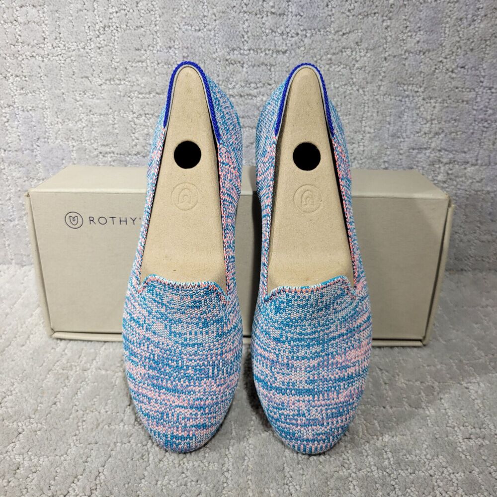 Rothy's The Loafer Turquoise Melange Slip On Flat Shoes Women's Size 6.5, 10.5